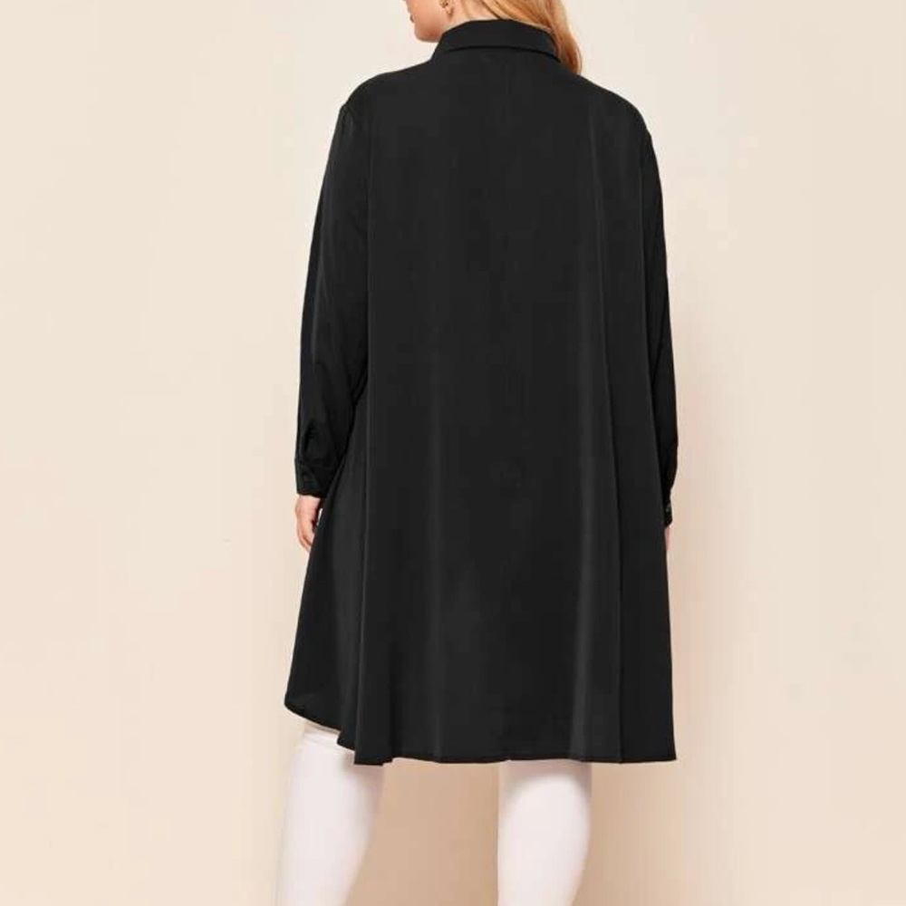 Shein Modely Plus Solid Button Up High Low Blouse - image 2